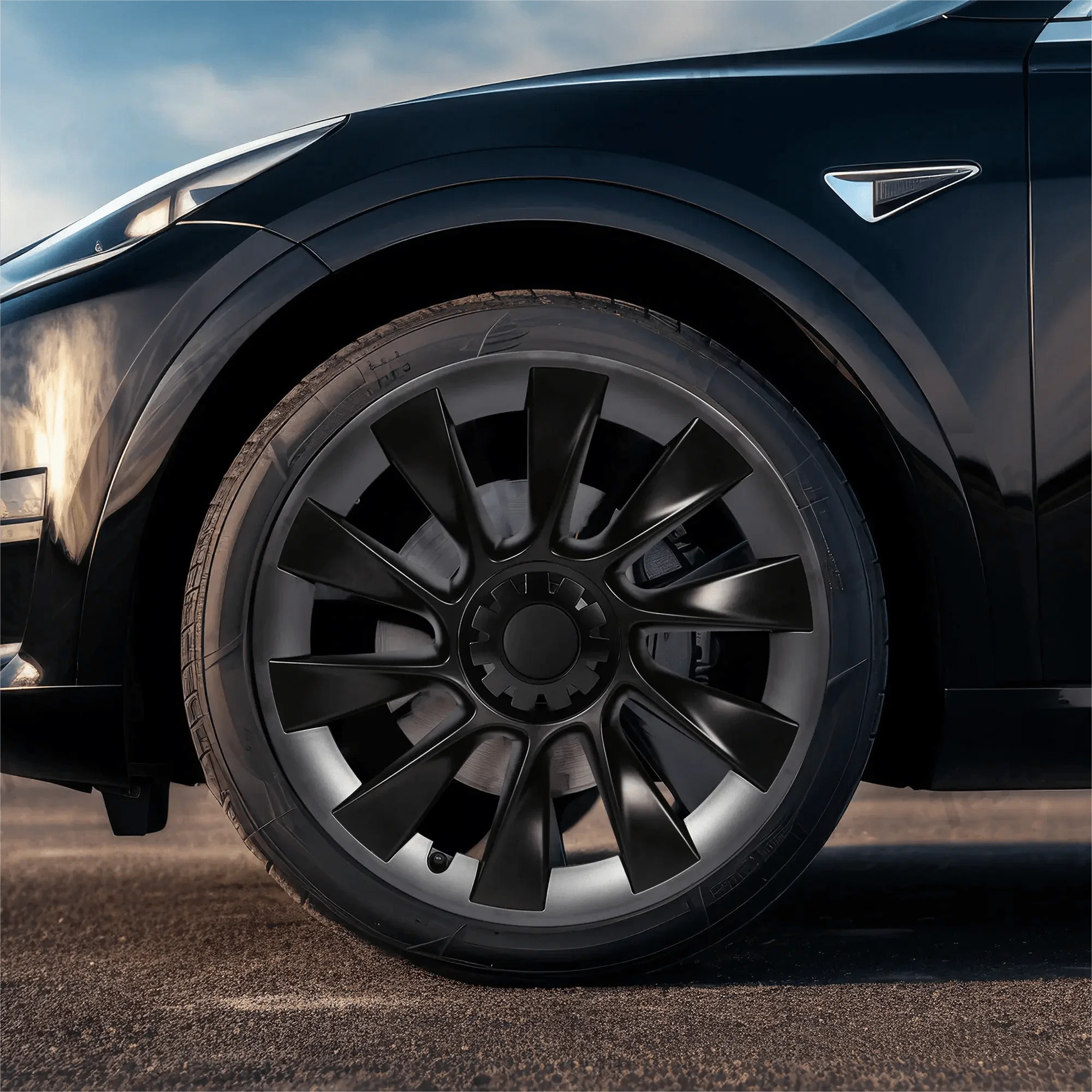 Split Hub Center Cap Covers for Model Y 20"/21" | 4-Piece Set | 5 Colors | Curb Rash Protection