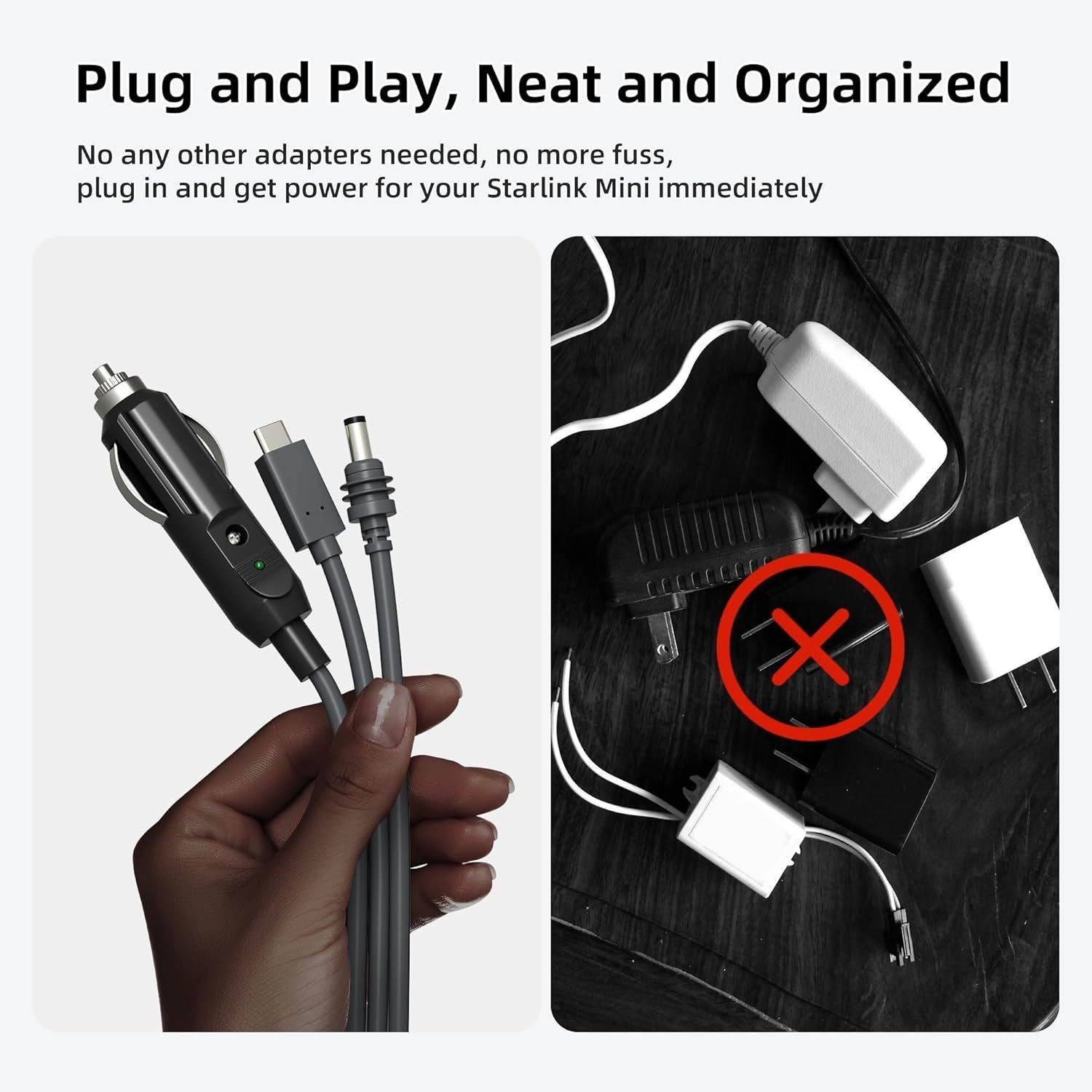3-in-1 Power Cable for Starlink Mini | Car + USB-C + DC Input | 2M-5M