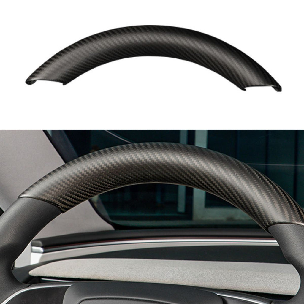 Upper / Lower Cover Steering Wheel Accessories for Tesla Model 3 / Y  -  Carbon Fiber Interior Mods