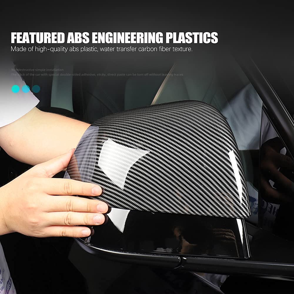 ABS Mirror Covers for Model 3/Y | 4 Finishes | 3M Tape | Scratch Protection | 3 Versions