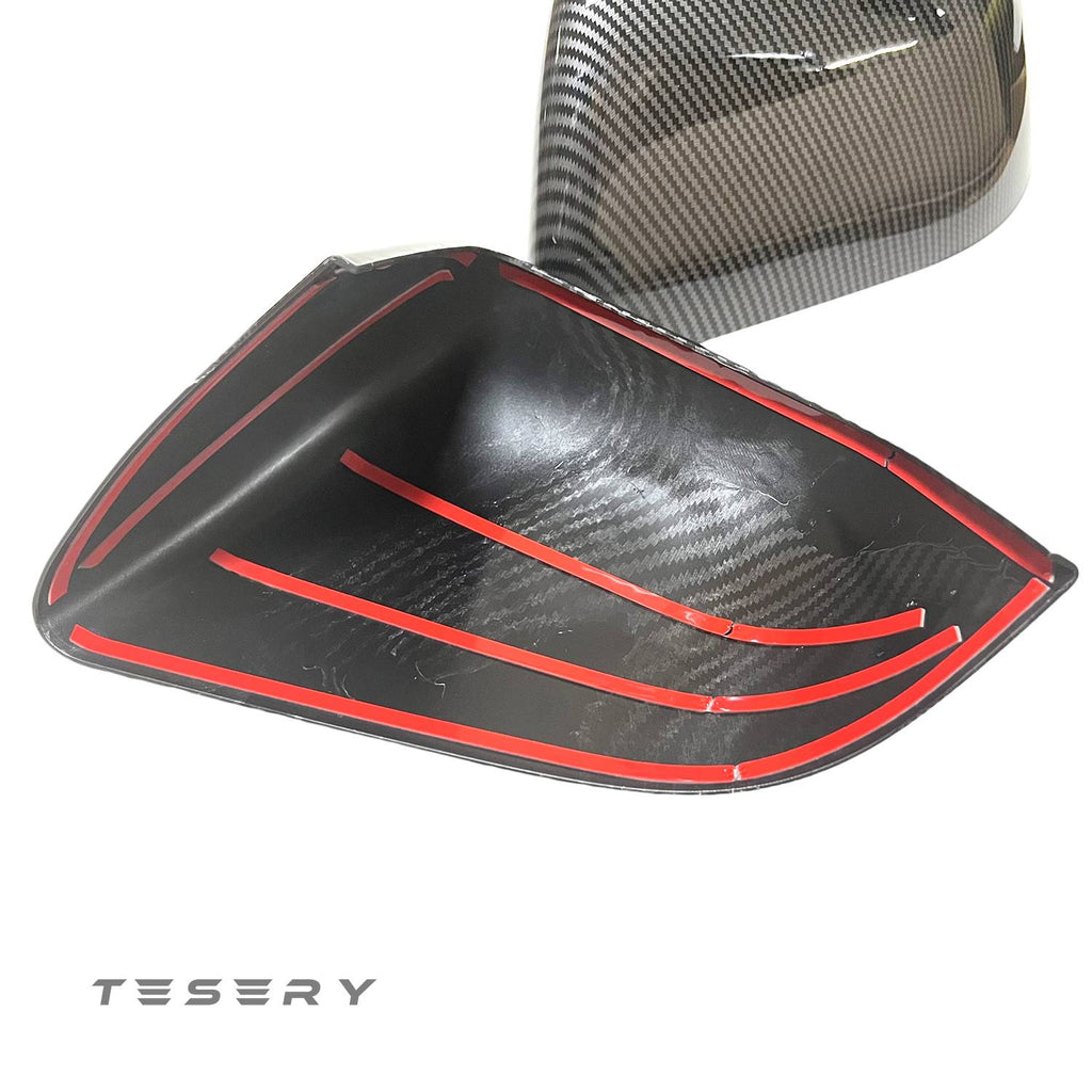 ABS Mirror Covers for Model 3/Y | 4 Finishes | 3M Tape | Scratch Protection | 3 Versions