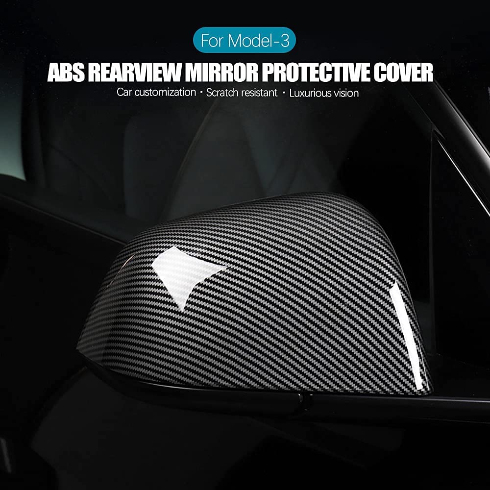 ABS Mirror Covers for Model 3/Y | 4 Finishes | 3M Tape | Scratch Protection | 3 Versions
