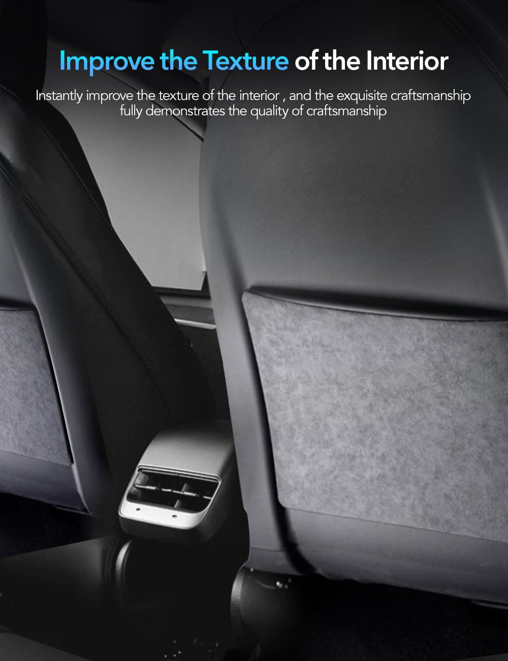 Alcantara Seat Back Protector for Model 3 Highland/Y Juniper | 2-Pack | Premium Comfort