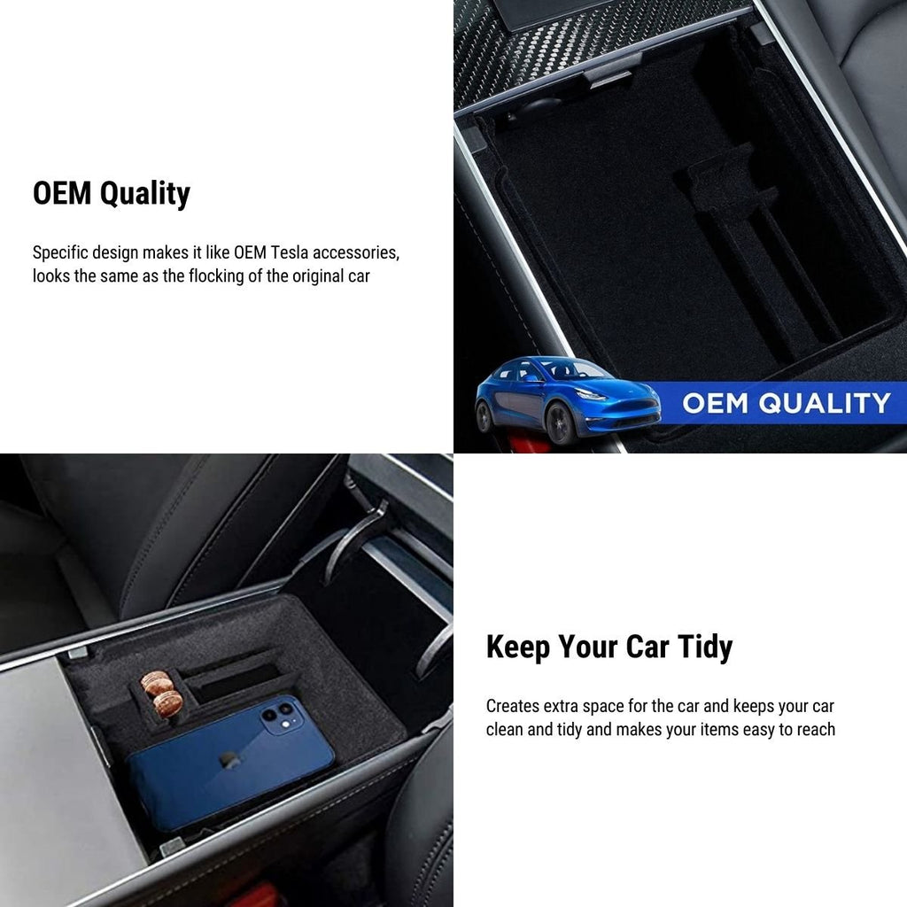 TESERY Armrest Organizer Console Tray for Model 3 / Model Y