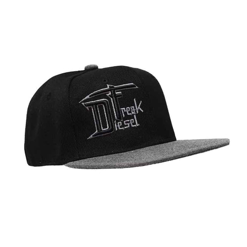 Black and Grey Puffed DF Embroidered Snapback - Youth