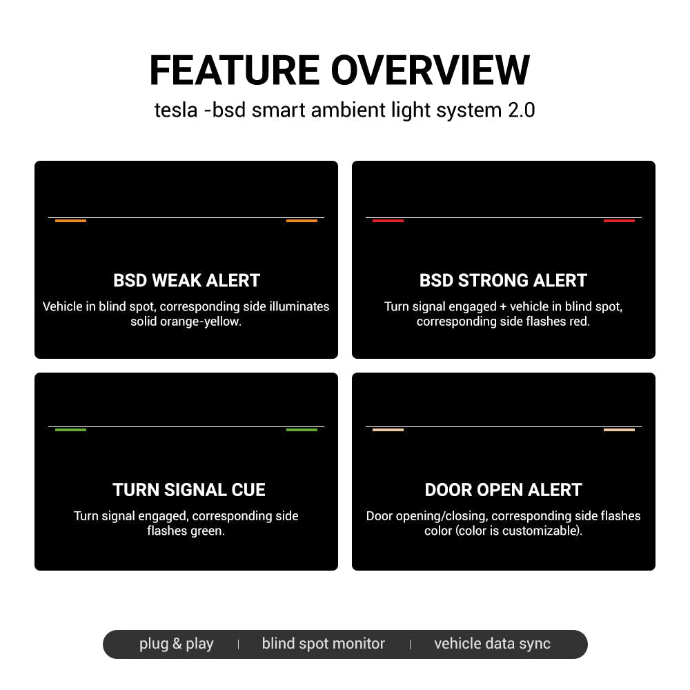 TESERY NeuroLight丨Model 3/Y Dashboard RGB Lights with Integrated BSD System