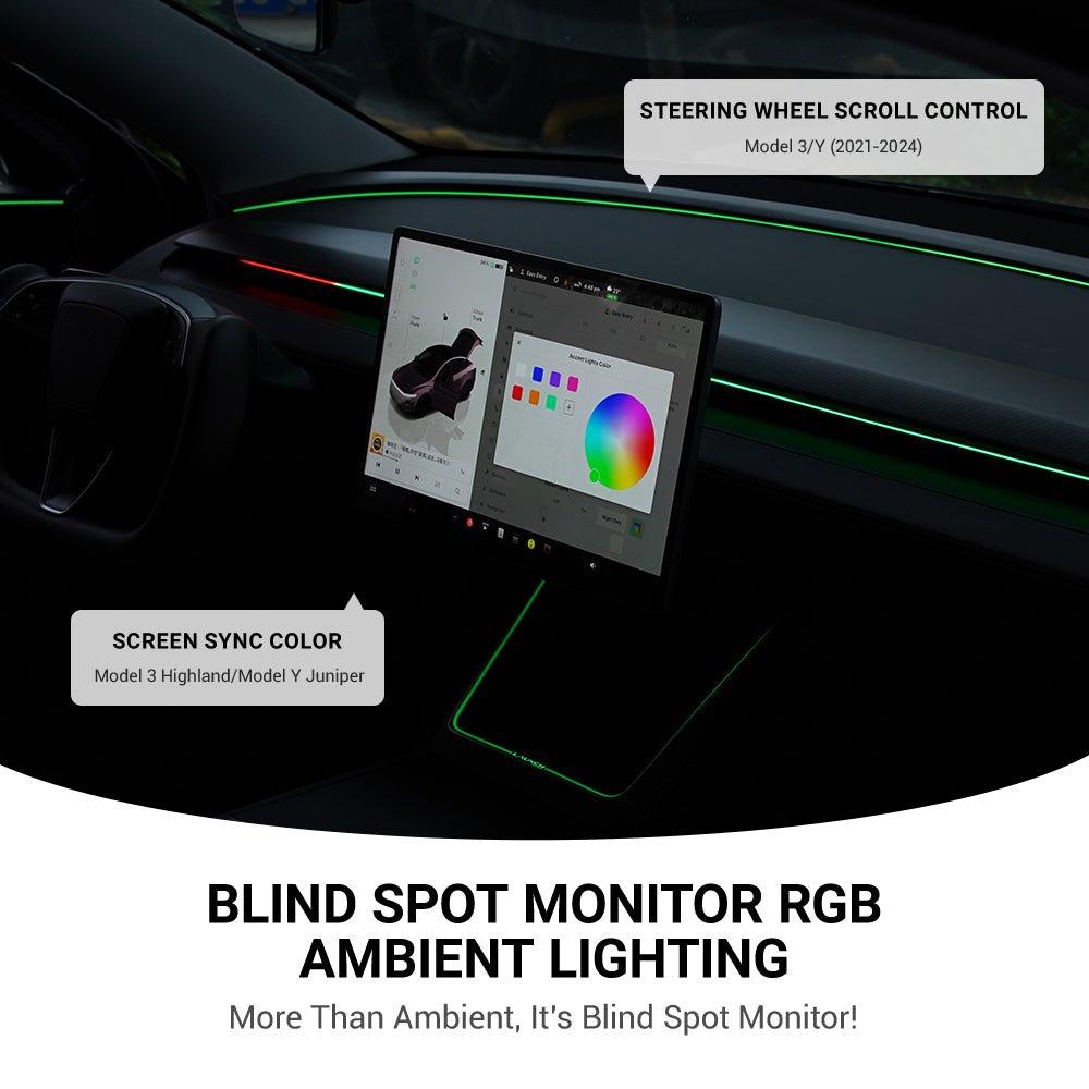 TESERY NeuroLight丨Model 3/Y Dashboard RGB Lights with Integrated BSD System