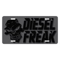 Diesel Freak Burnt Stacked License Plate: Edgy Skull Font Design