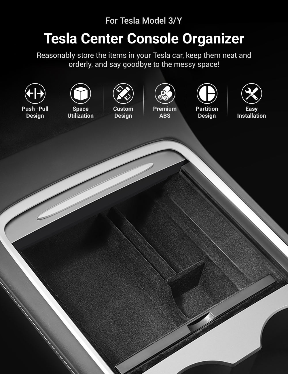 TESERY Center Console Tray for Model 3 & Model Y & Model YL