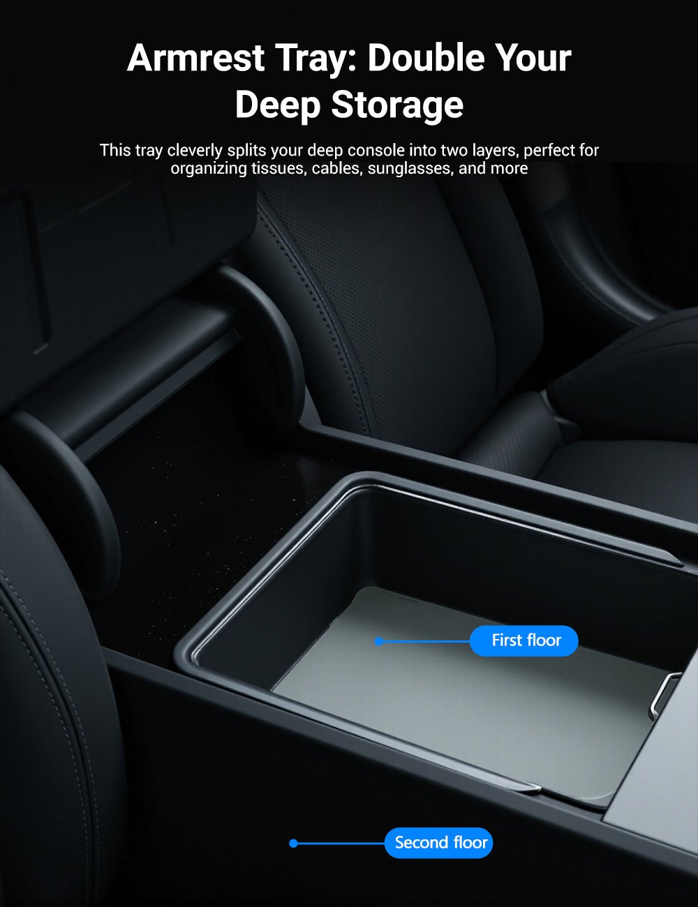 Center Console Tray Armrest Organizer for Model 3 Highland / Model Y Juniper