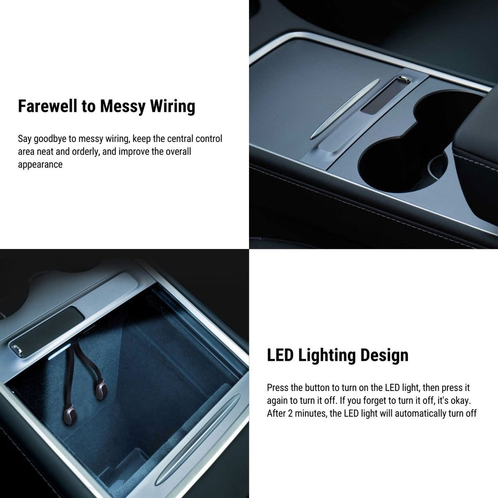 USB Hub for Model 3 / Model Y | LED Light | 27W Fast Charging