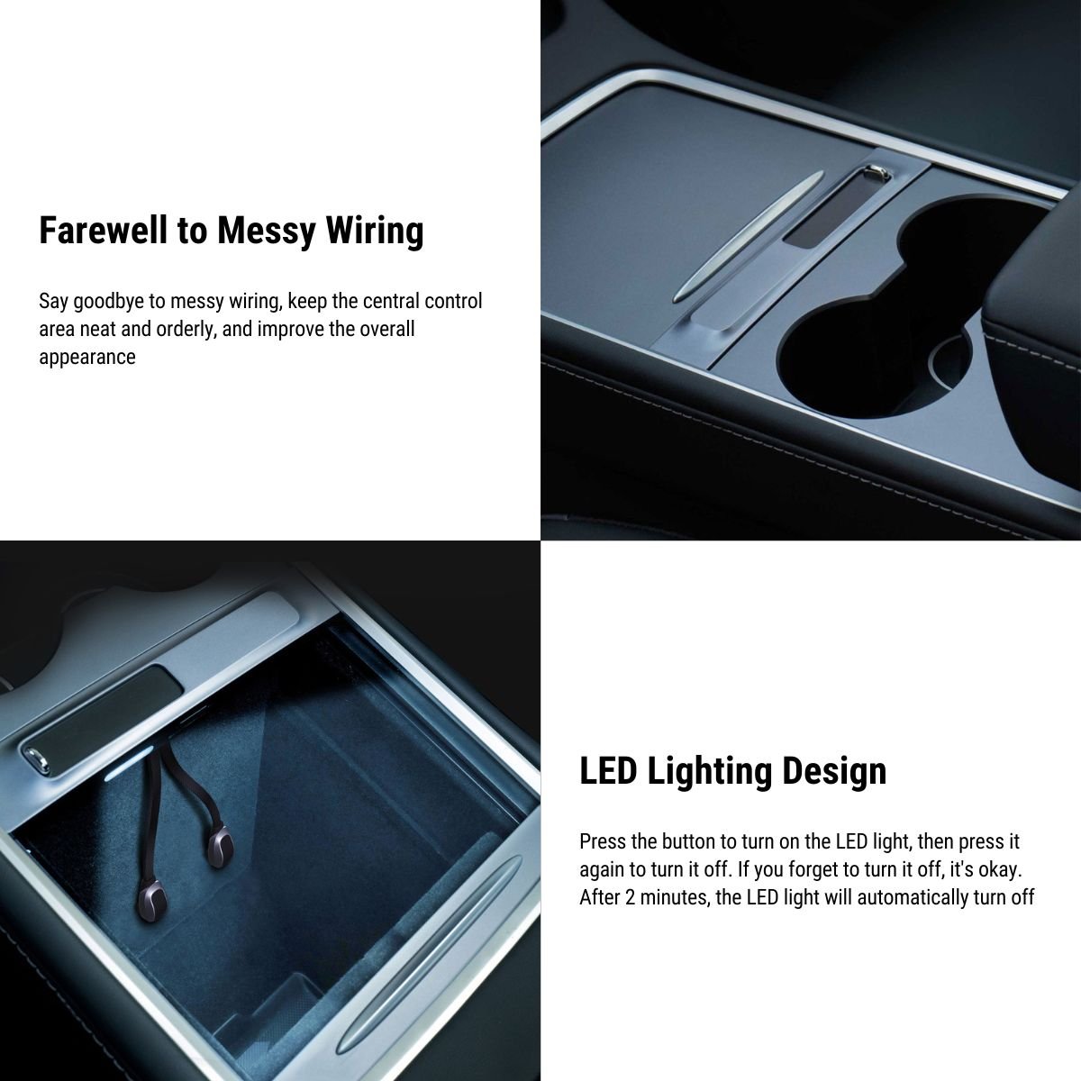 USB Hub for Model 3 / Model Y | LED Light | 27W Fast Charging