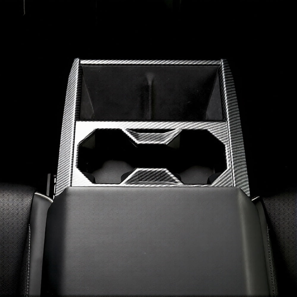 Cybertruck Center Console Cup Holder ABS Carbon Fiber Style Protective Overlay