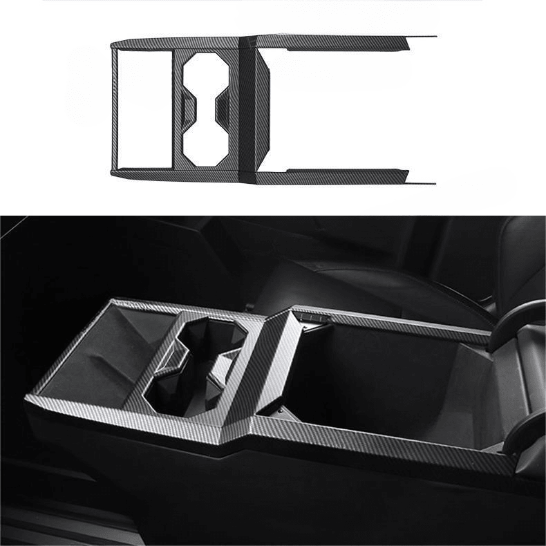 Cybertruck Center Console Cup Holder ABS Carbon Fiber Style Protective Overlay