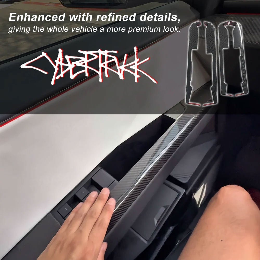 Cybertruck Lower Door Panel Armrest Overlays | Real Molded Carbon Fiber (4-Piece Set)