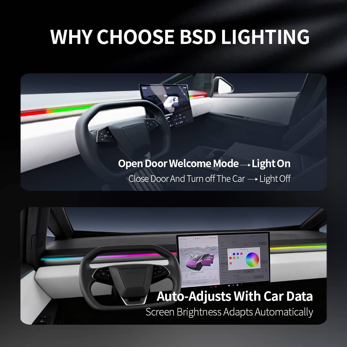 Cybertruck Smart BSD Blind Spot LED Ambient Lighting Kit | TESERY