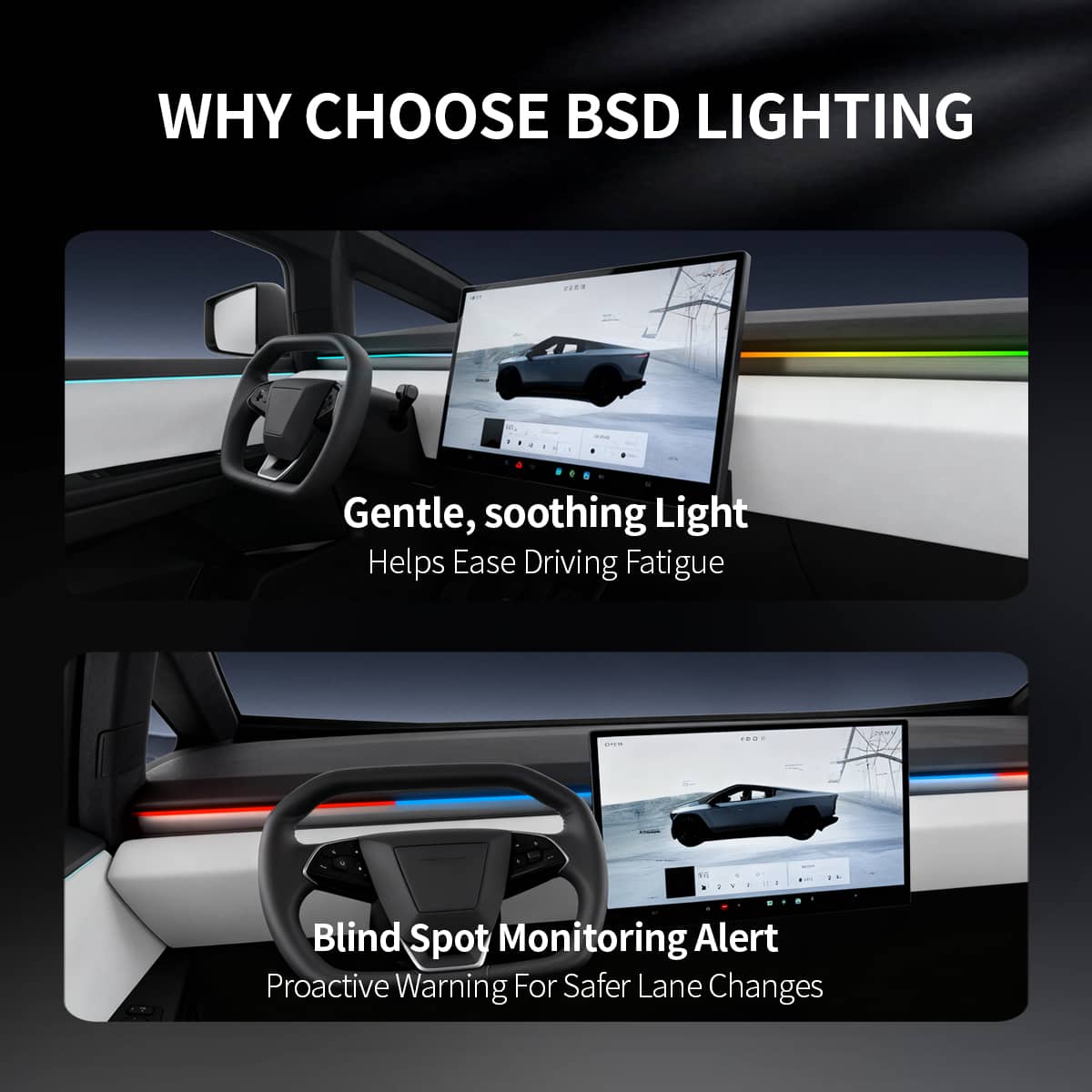 Cybertruck Smart BSD Blind Spot LED Ambient Lighting Kit | TESERY