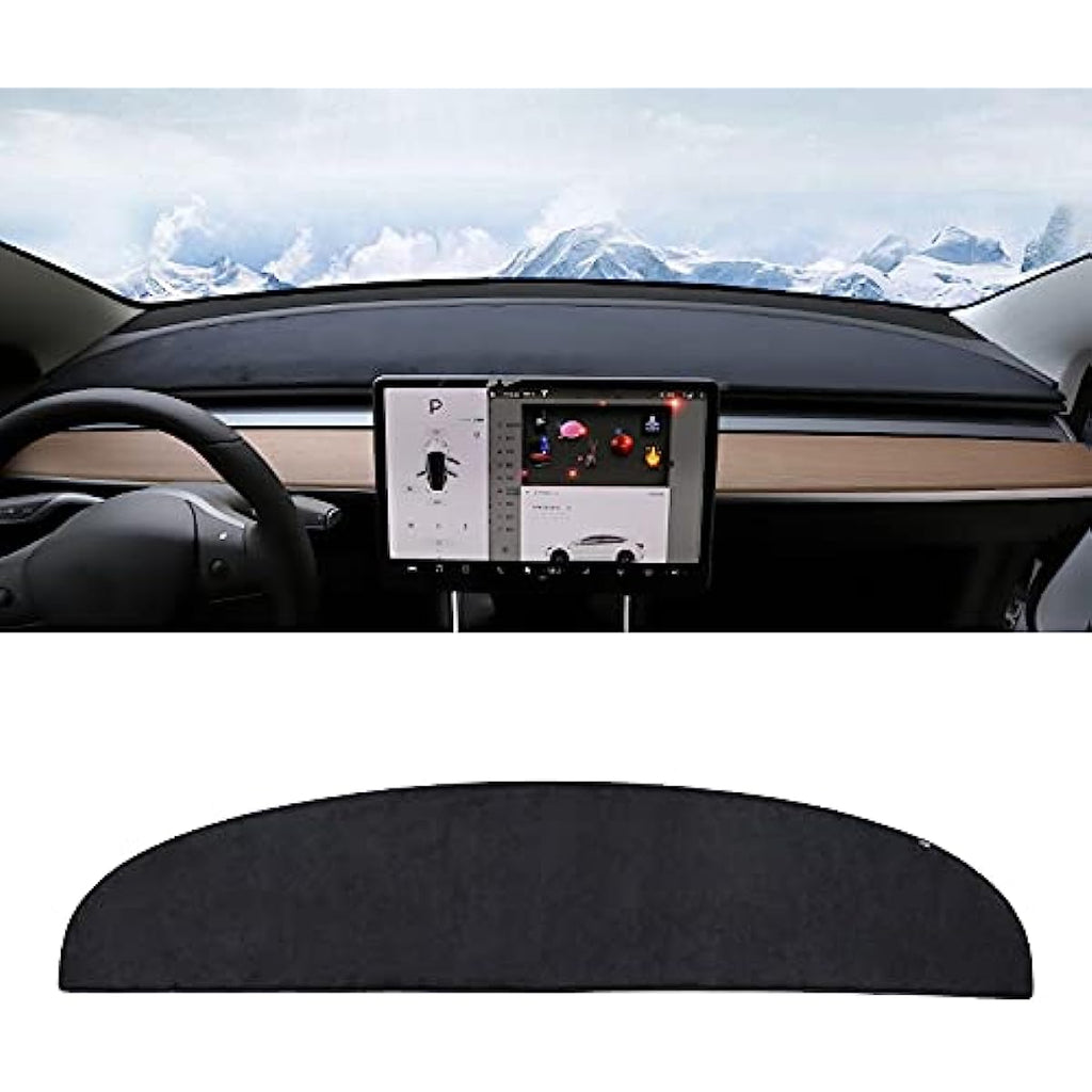 Dashboard Blackout Mat for Model 3/Y Anti-Glare Flannel Dash Cover