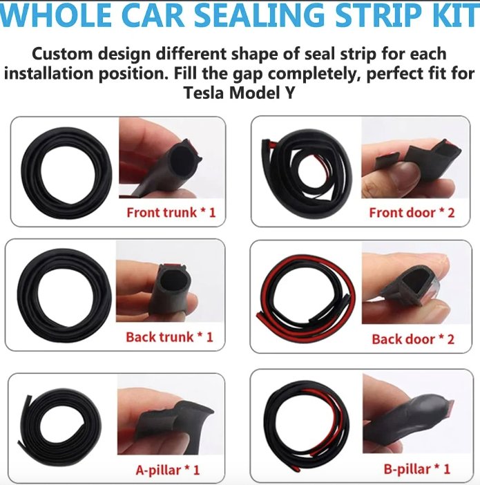 EPDM Door Seal Kit for Model Y | 8-Piece Full-Body | Noise Reduction | Weatherproof