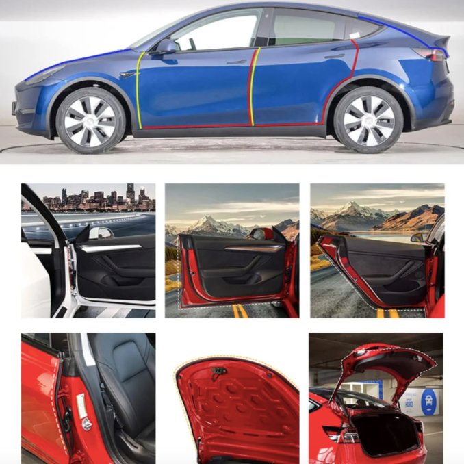 EPDM Door Seal Kit for Model Y | 8-Piece Full-Body | Noise Reduction | Weatherproof