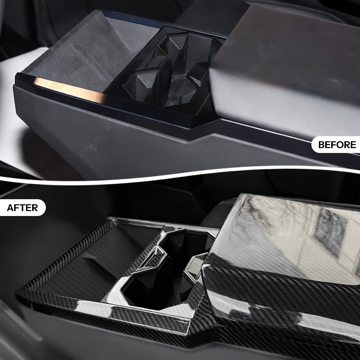 Dry Carbon Fiber Center Console Cup Holder for Cybertruck
