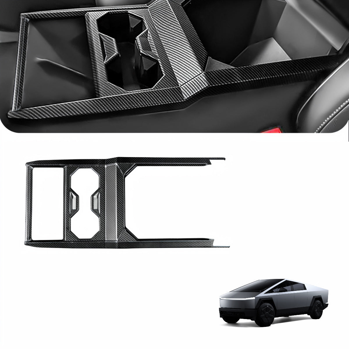 Dry Carbon Fiber Center Console Cup Holder for Cybertruck