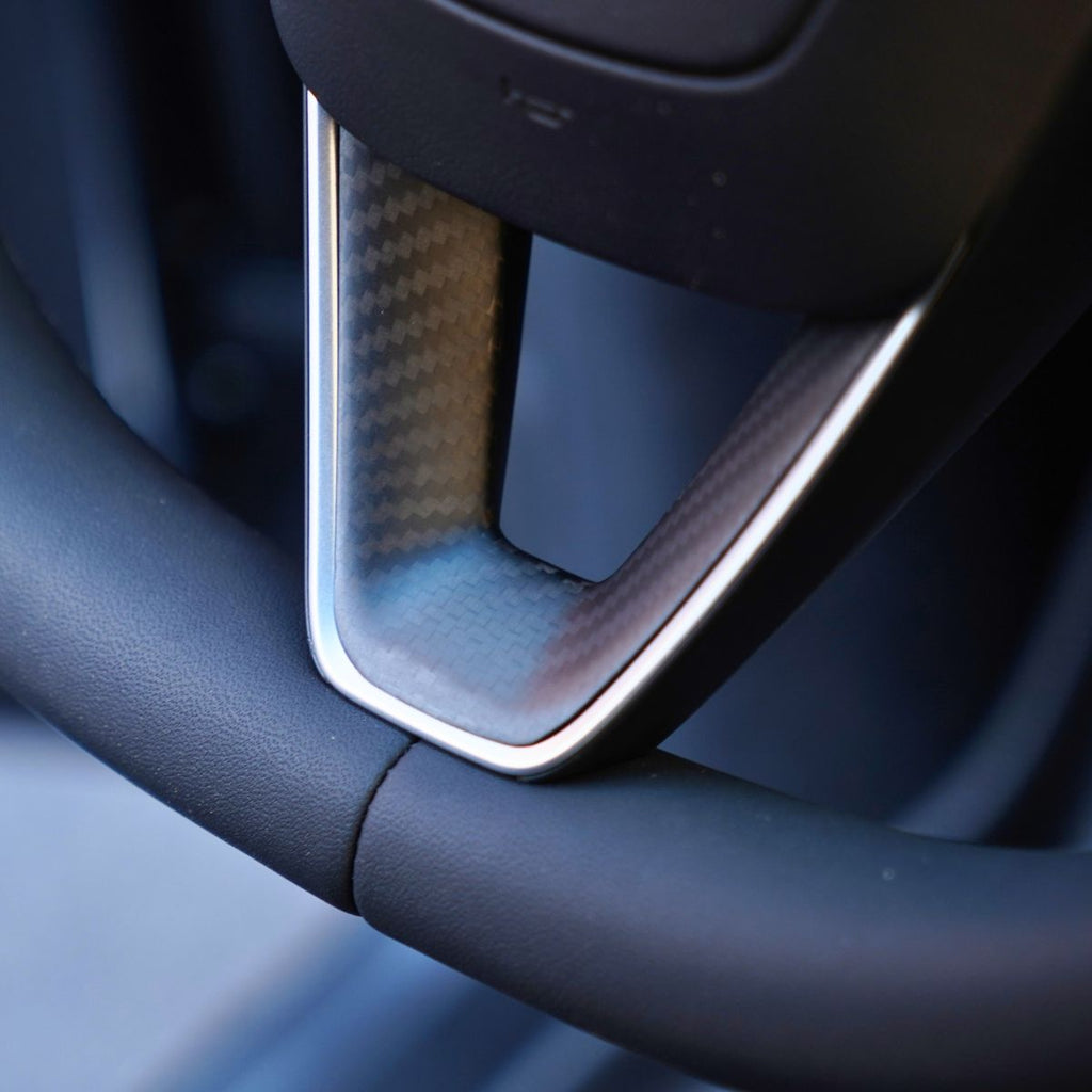 Dry Carbon Fiber Steering Wheel Trim Cover for Model 3 Highland / Model Y Juniper (3 Pieces)