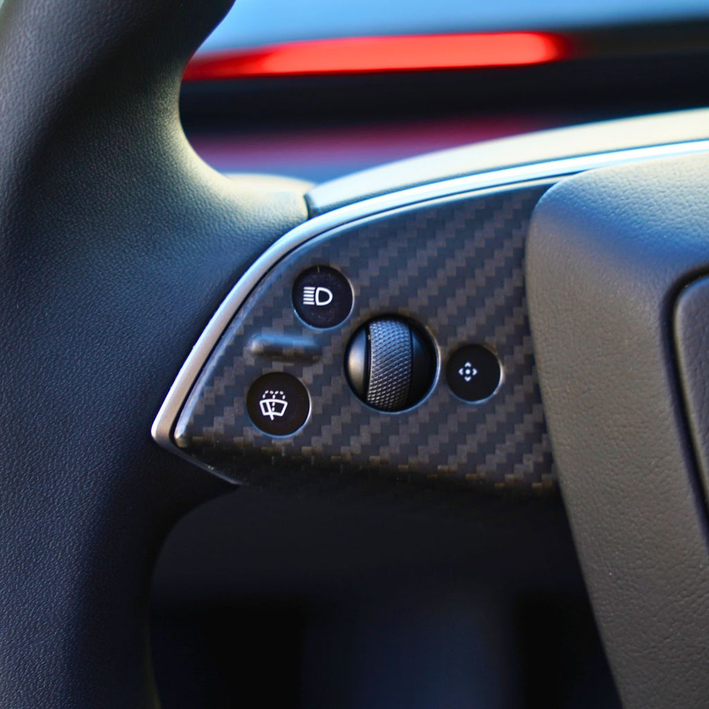 Dry Carbon Fiber Steering Wheel Trim Cover for Model 3 Highland / Model Y Juniper (3 Pieces)