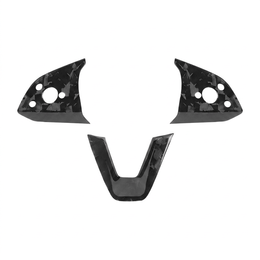 Dry Carbon Fiber Steering Wheel Trim Cover for Model 3 Highland / Model Y Juniper (3 Pieces)