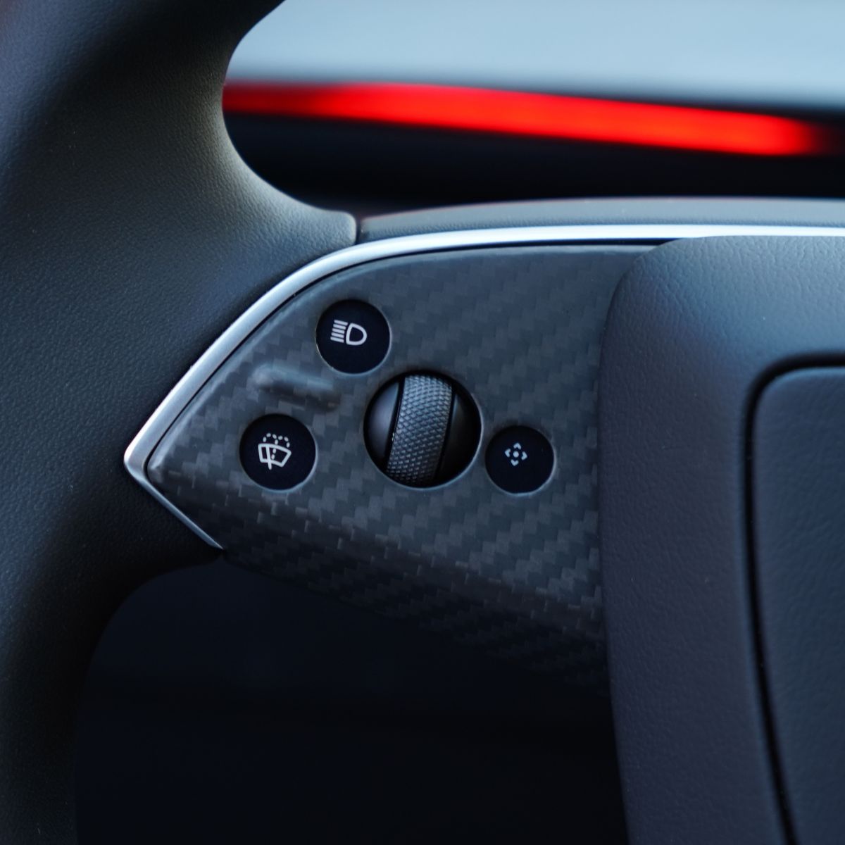 Dry Carbon Fiber Steering Wheel Trim Cover for Model 3 Highland / Model Y Juniper (3 Pieces)