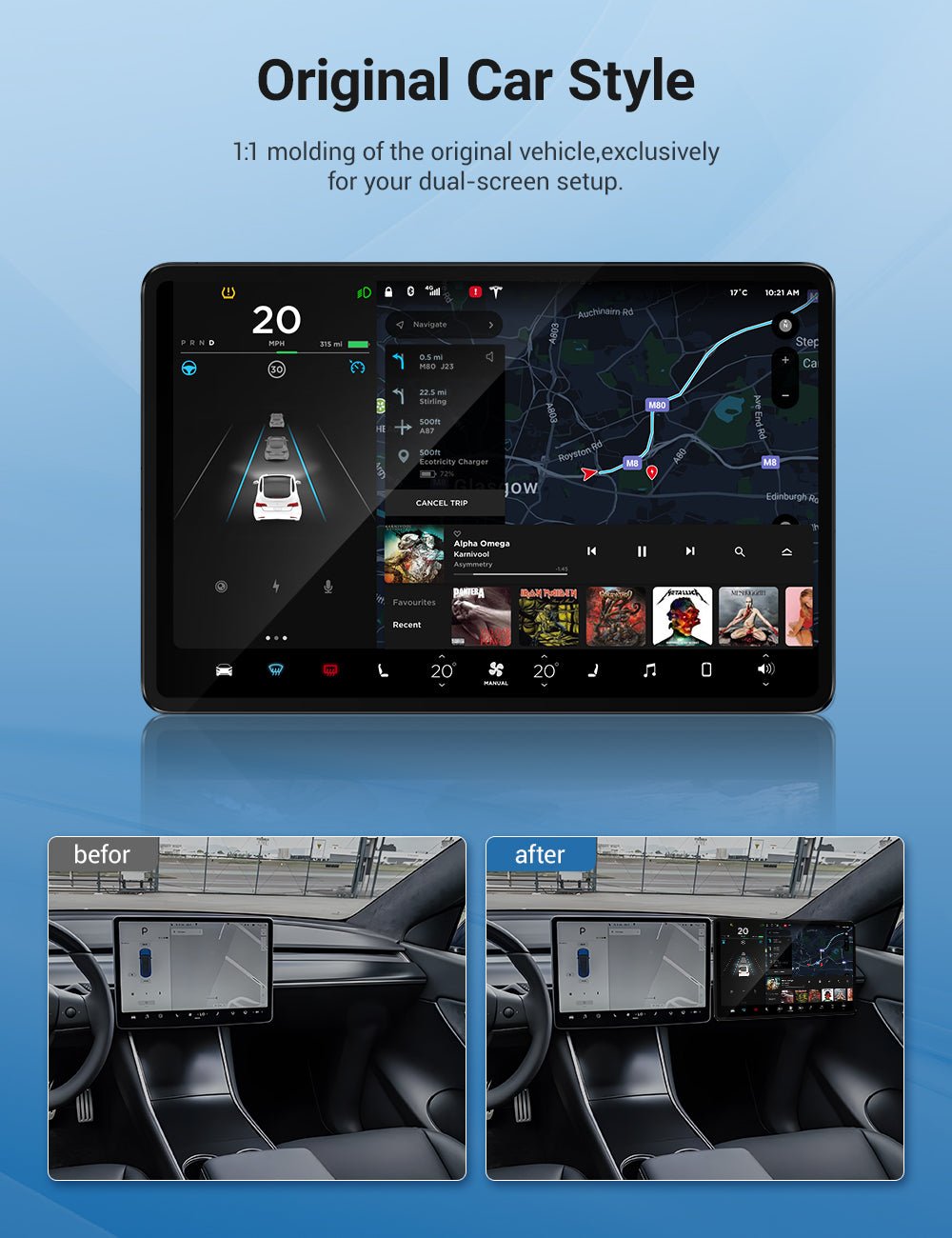 Exclusive Passenger Entertainment Screen for Tesla Model 3 / Model Y / YL (LHD)