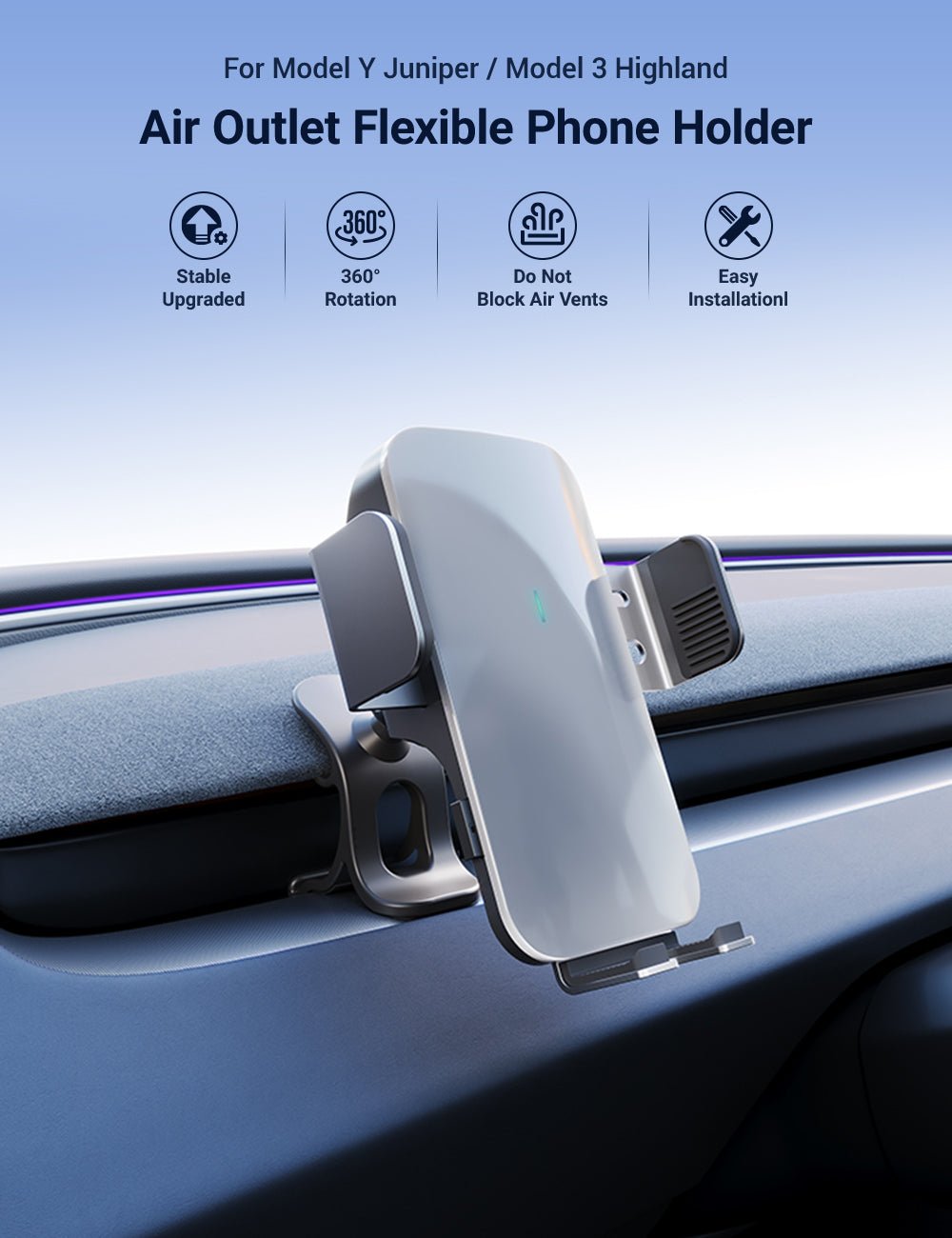 Flexible Phone Holder for Model 3 Highland & Model Y Juniper | TESERY