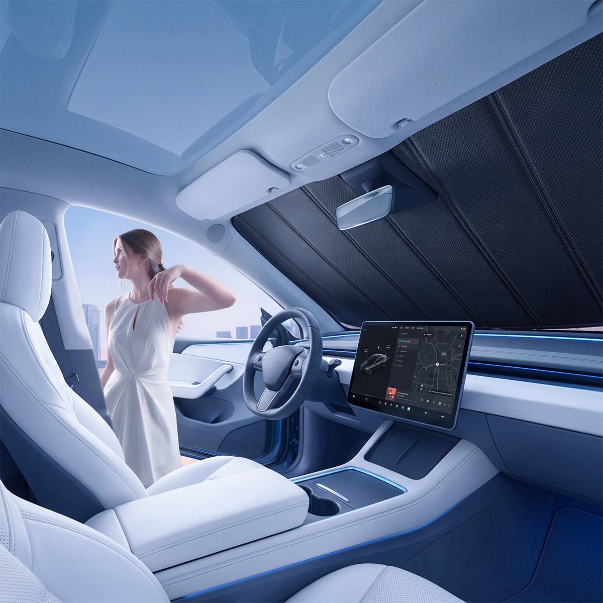 Foldable Front Windshield Sunshade for Model 3 & Model Y