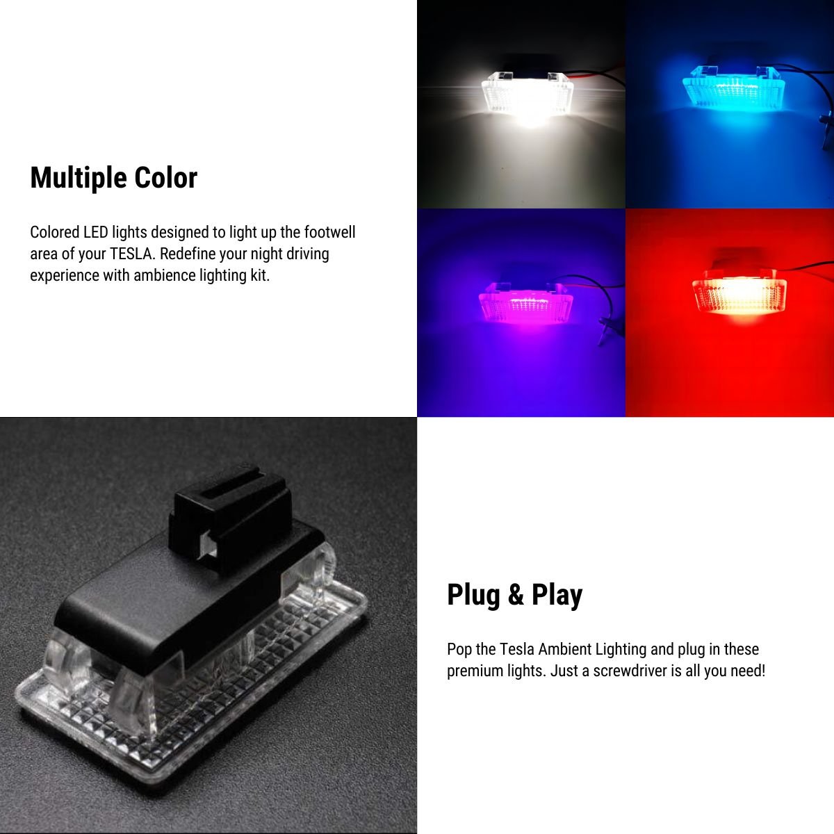 TESERY Footwell / Puddle / Glovebox / Frunk / Trunk LED Lights for Model 3/Y/S/X