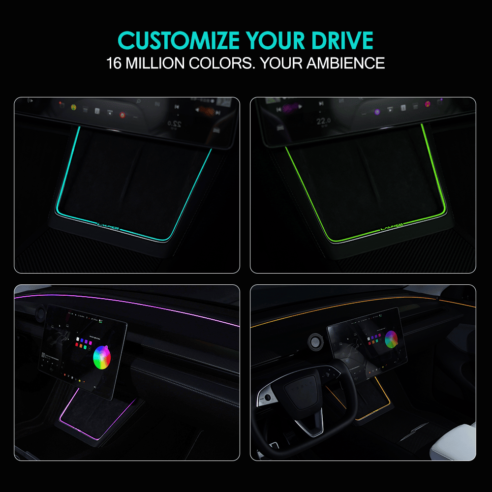 Laser-Carved Ambient Light for Model Y Juniper Wireless Charging Port | TESERY