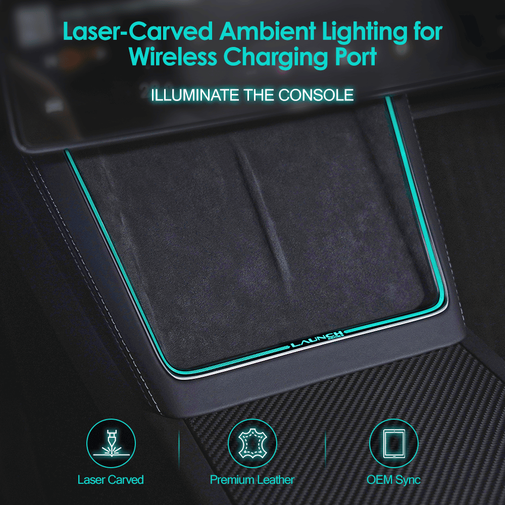 Laser-Carved Ambient Light for Model Y Juniper Wireless Charging Port | TESERY