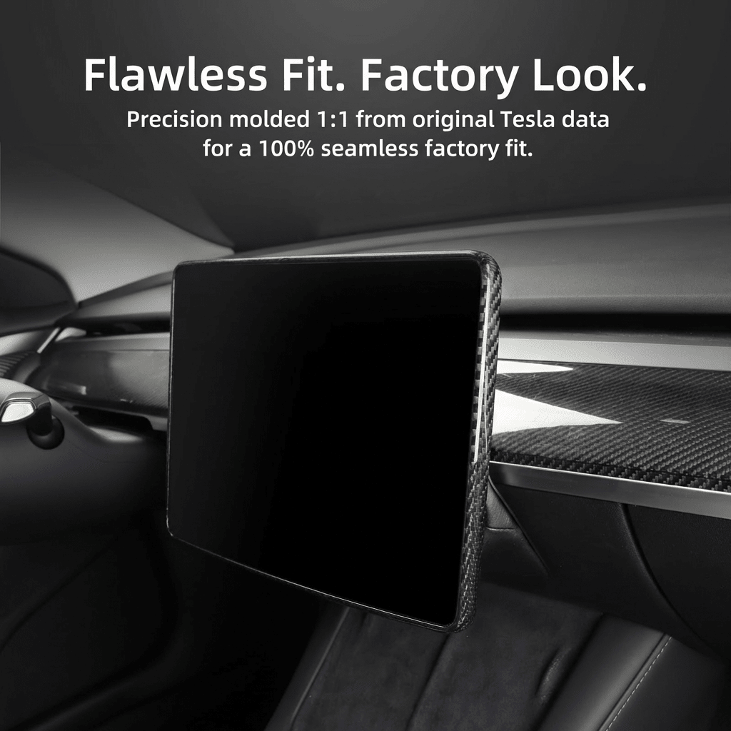 Model 3 / Y Display Cover - Dry Carbon Fiber Interior Mods