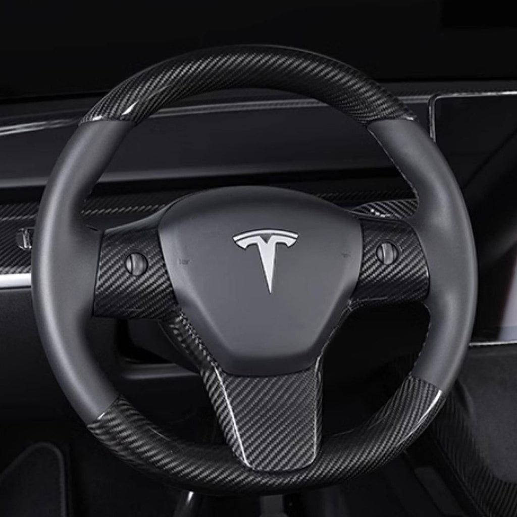 Model 3 / Y Steering Wheel Patch - Carbon Fiber Interior Mods