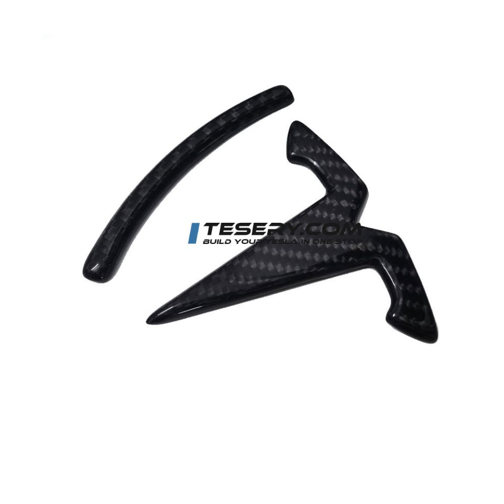 Model 3 / Y T Logo Overlay Front & Rear - Real Carbon Fiber Exterior