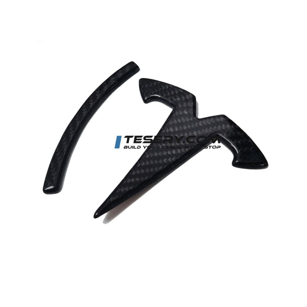 Model 3 / Y T Logo Overlay Front & Rear - Real Carbon Fiber Exterior