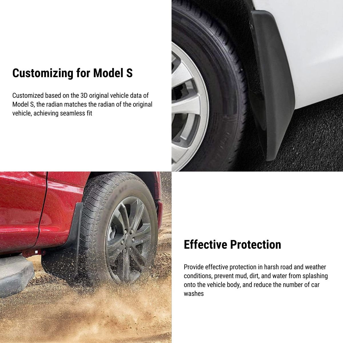 TESERY Mud Flaps Splash Guards for Model S 2014-Present