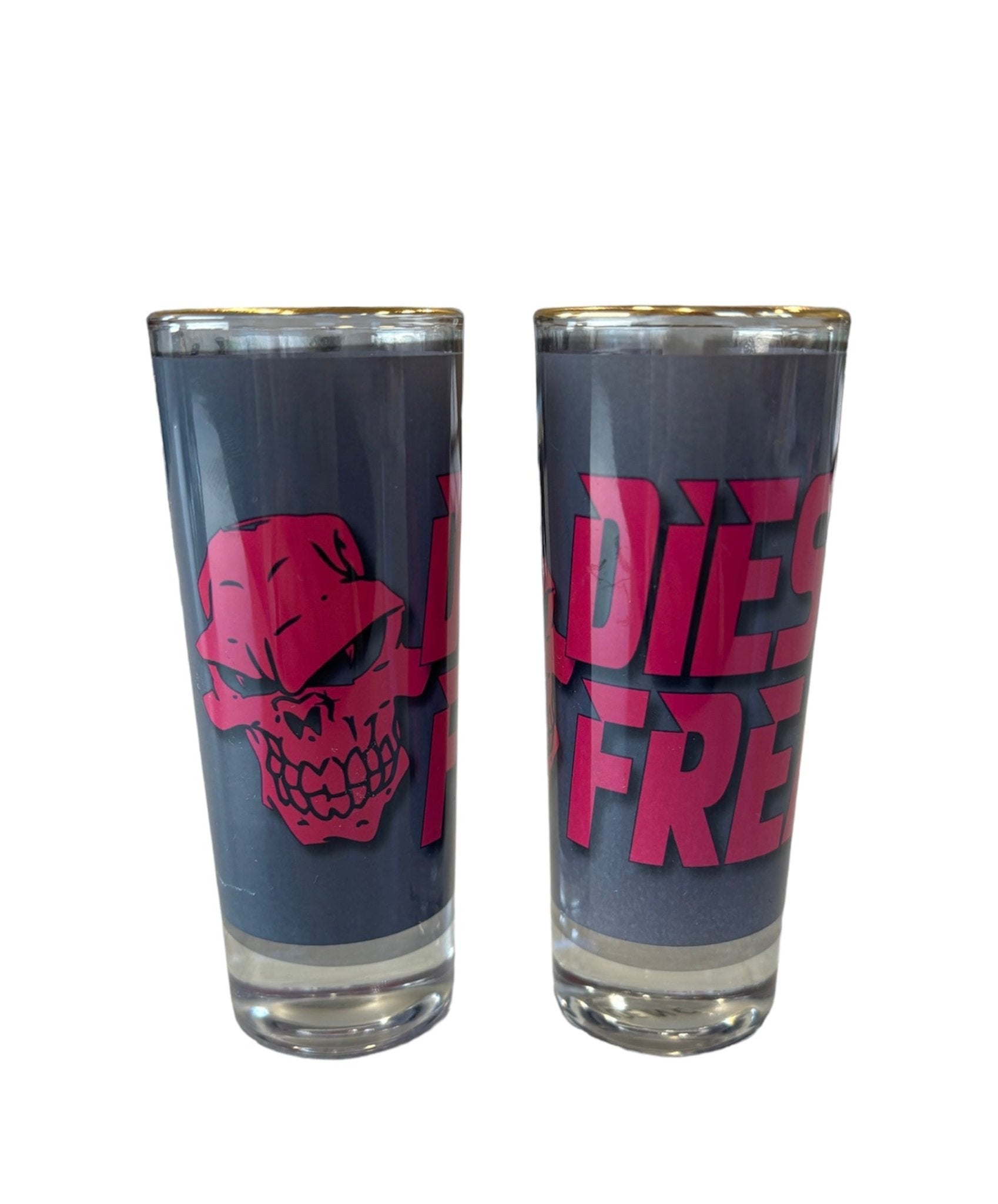 Pink Diesel Freak Stacked Shot Glass with Gold Rim