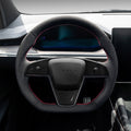 TESERY Touch Horn Plaid Round Steering Wheel Replacement for Tesla Model S / X 2021-2023