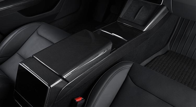 Real Dry Carbon Fiber Center Console Combo Side Panel & Charging Pad Overlay for Model 3 Highland & New Model Y