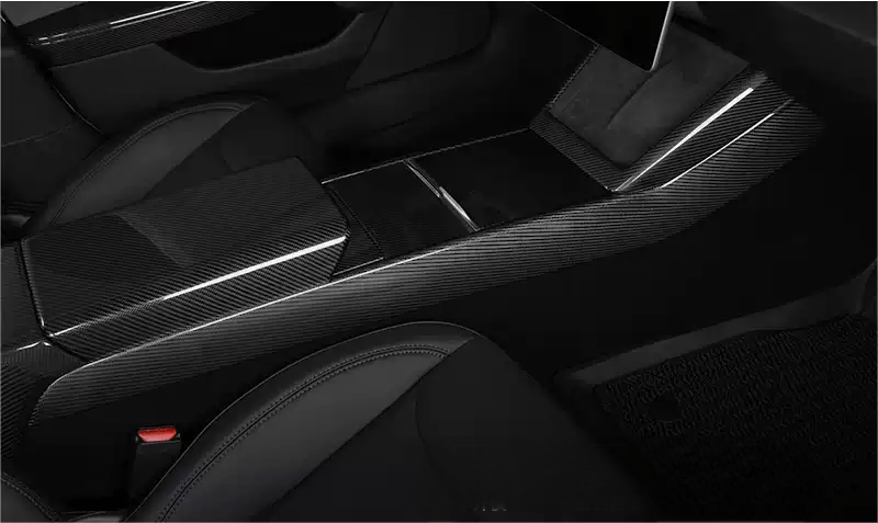Real Dry Carbon Fiber Center Console Side Panel Overlays for Model 3 Highland / Model Y Juniper(2 Pieces)