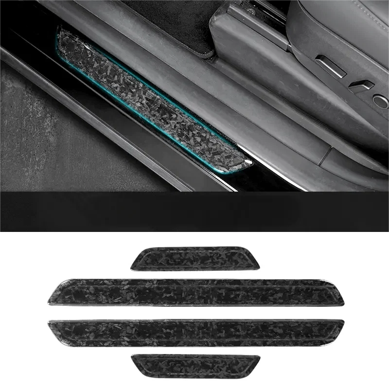 Real Dry Carbon Fiber Door Sill Strip Cover for Model 3 / Y