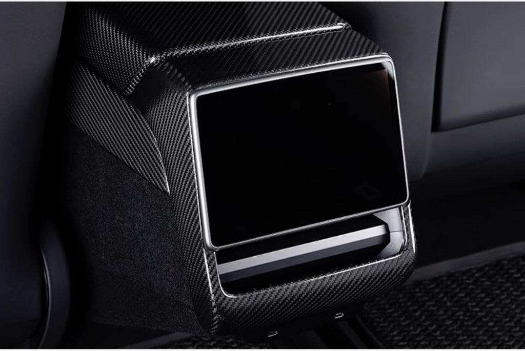 Real Dry Carbon Fiber Rear Screen Trim Frame Overlay for Model 3 Highland