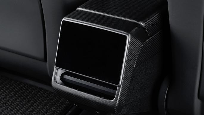 Real Dry Carbon Fiber Rear Screen Trim Frame Overlay for Model 3 Highland