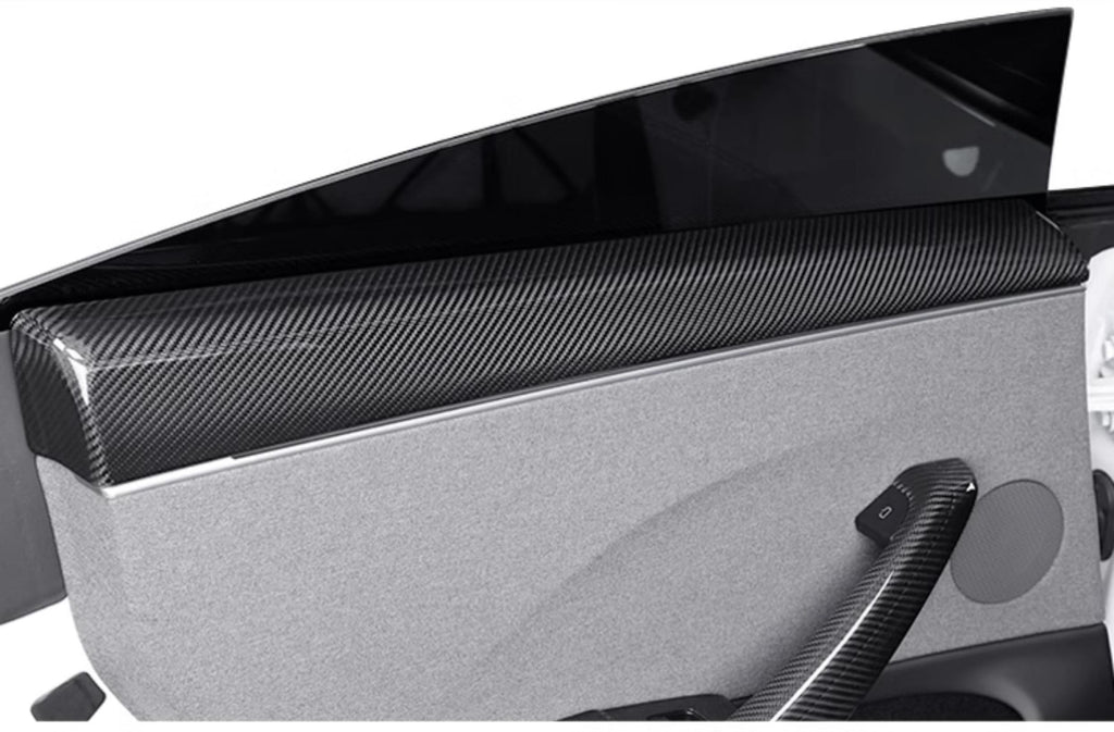 Real Dry Carbon Fiber Upper Door Trim Panel Overlay for Model 3 Highland / Model Y Juniper