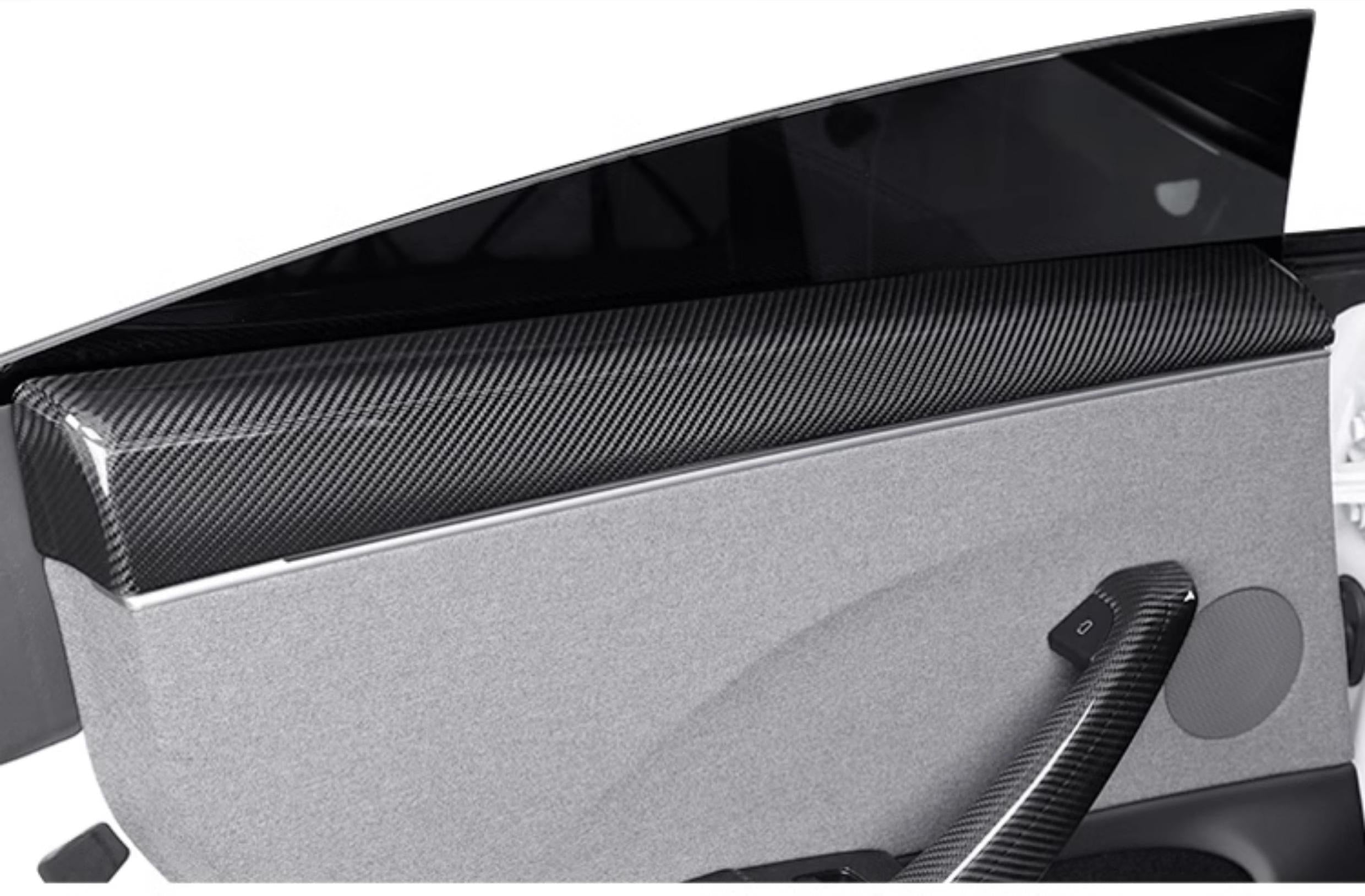 Real Dry Carbon Fiber Upper Door Trim Panel Overlay for Model 3 Highland / Model Y Juniper